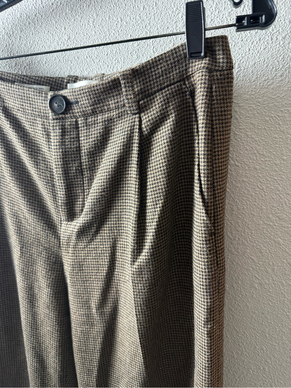 Vince Houndstooth Pleat Front Pants Black Camel Wool Blend Business Casual Sz 4 - Picture 7 of 13